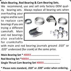 0055 / Single Thrust Cam Bearing Set 