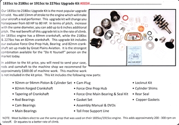 0034A / 1915cc to 2276cc Upgrade Kit 